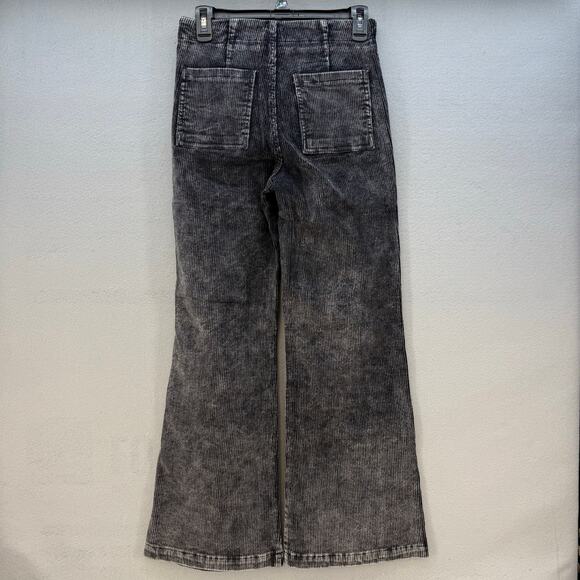 Pol by Anthropologie Corduroy Pants Women's S Black Patch Pockets Wide Flare Leg - Picture 2 of 13